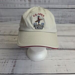 US Open Bethpage‎ Black 2009 Starp Back Hat Cap Tan Embroidered USGA Member Golf